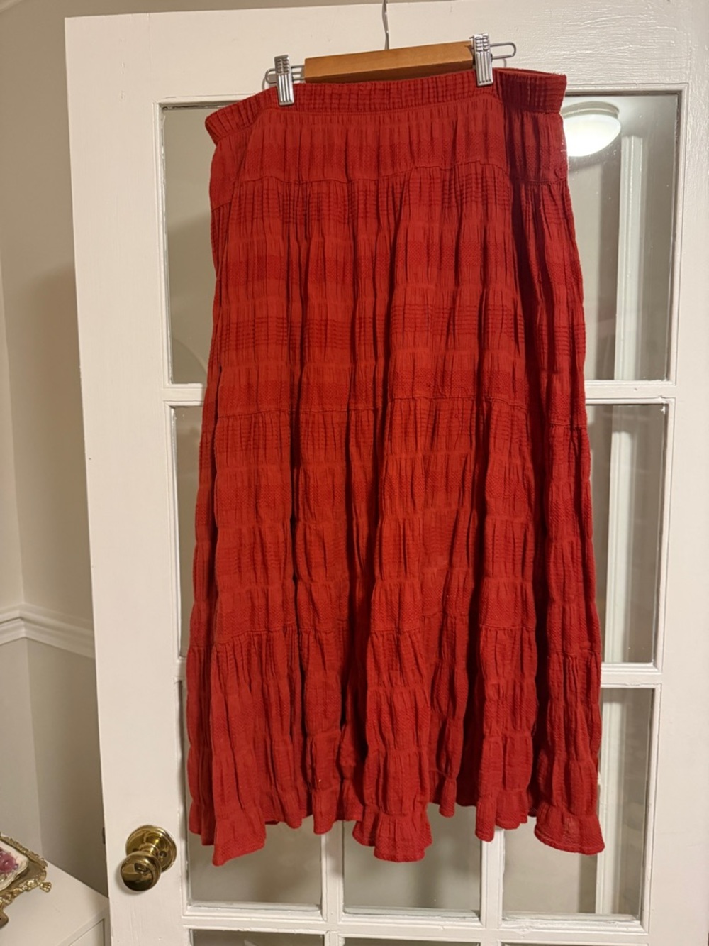 Max Studio Red Textured Midi Skirt